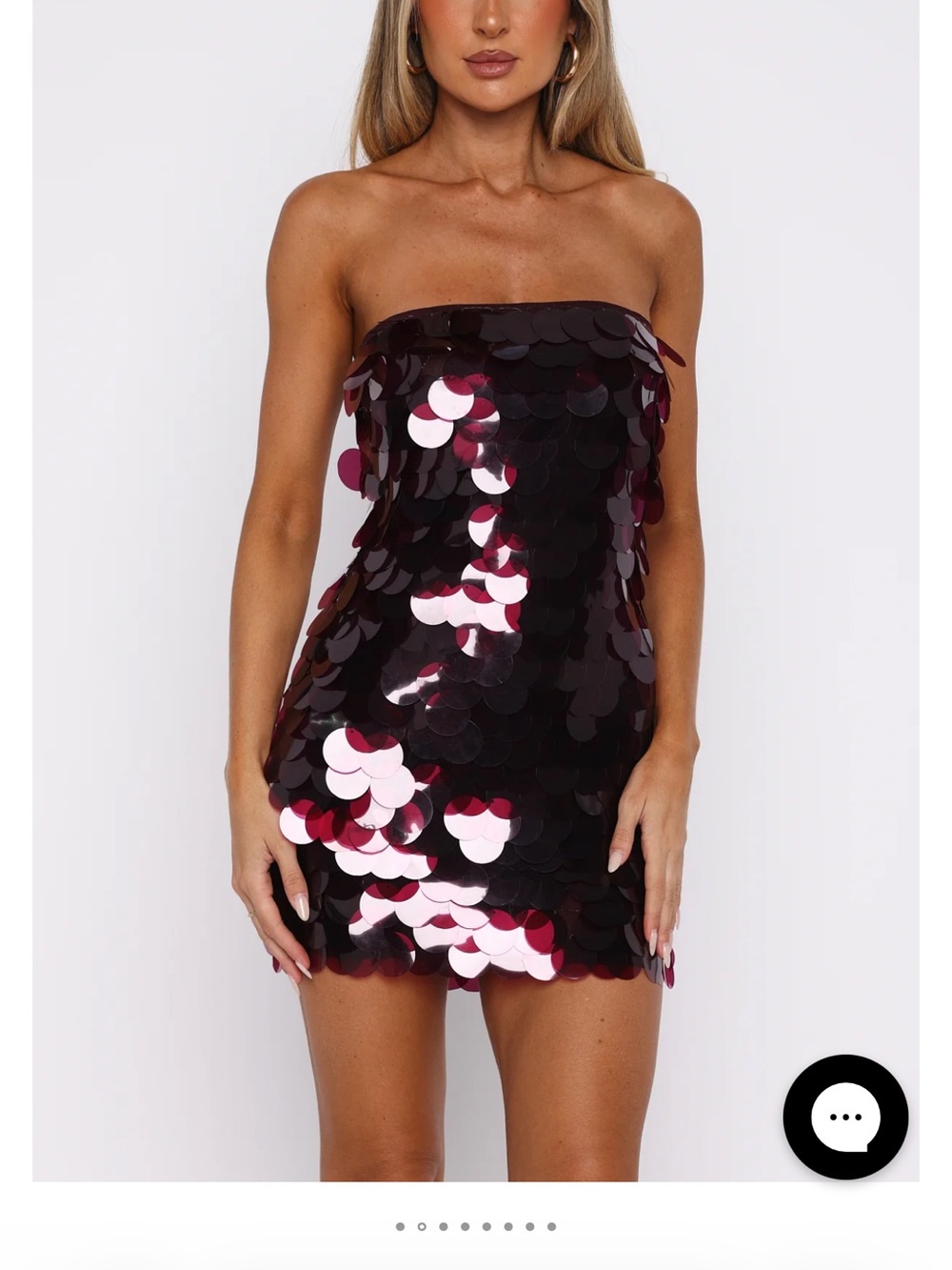 White Fox Boutique Strapless Sequin Mini Dress in Burgundy
